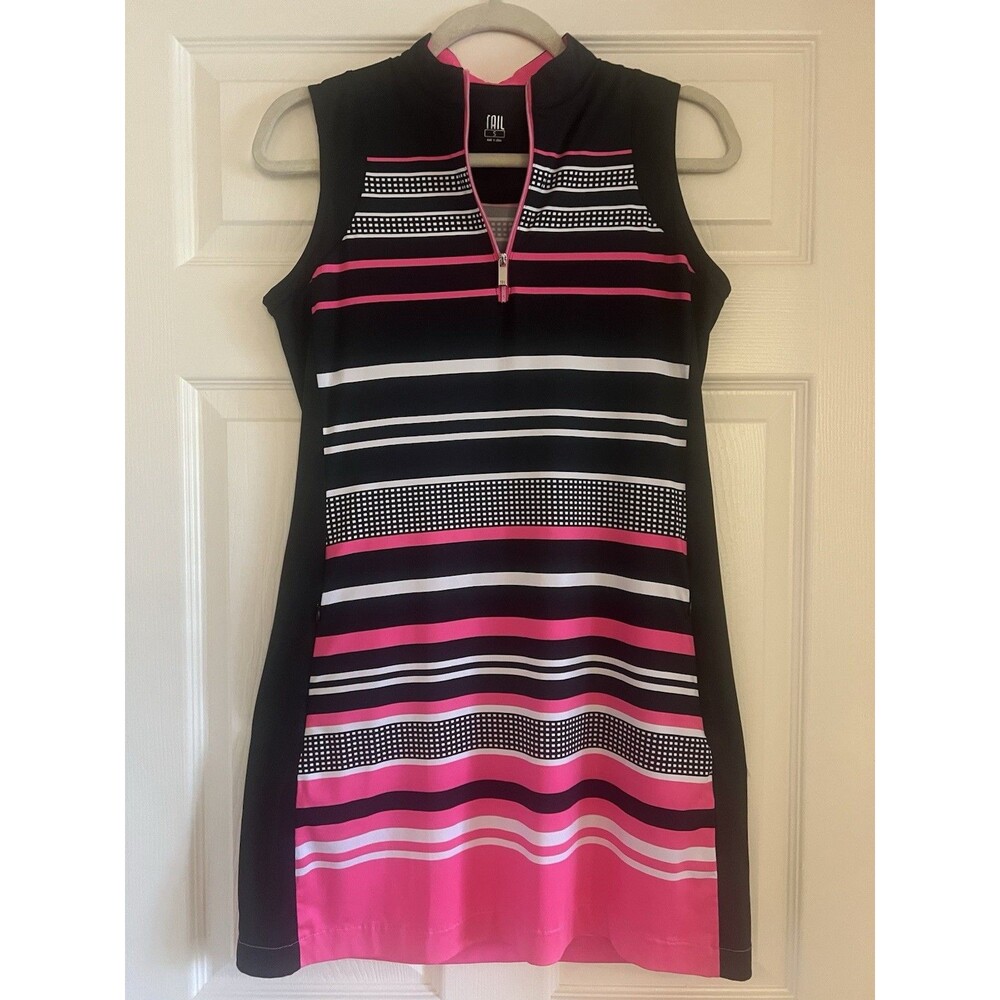 Tail Activewear Golf Dress Women's Small S Pink Black Zip Mock Neck UPF 50+